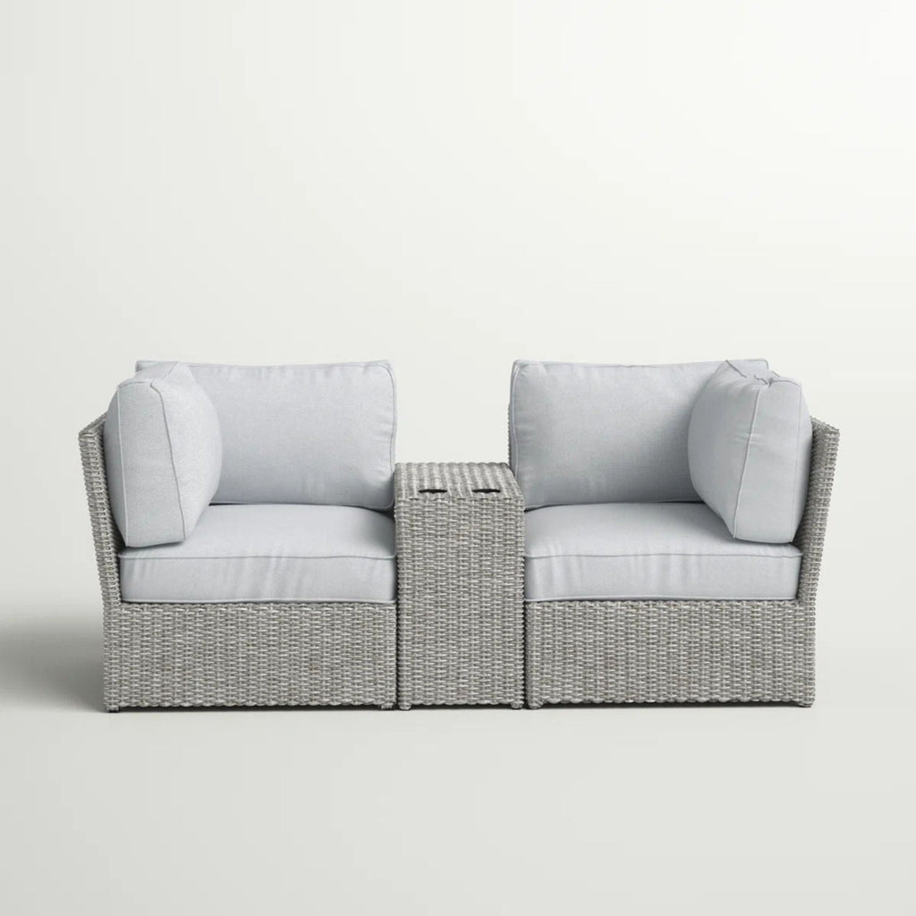 Outdoor Wicker Loveseat with Cushions - Gray or Dark Brown