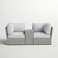 Outdoor Wicker Loveseat with Cushions - Gray or Dark Brown