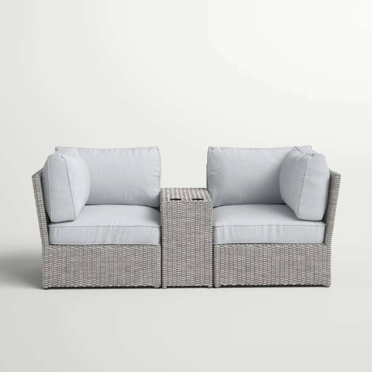 Outdoor Wicker Loveseat with Cushions - Gray or Dark Brown