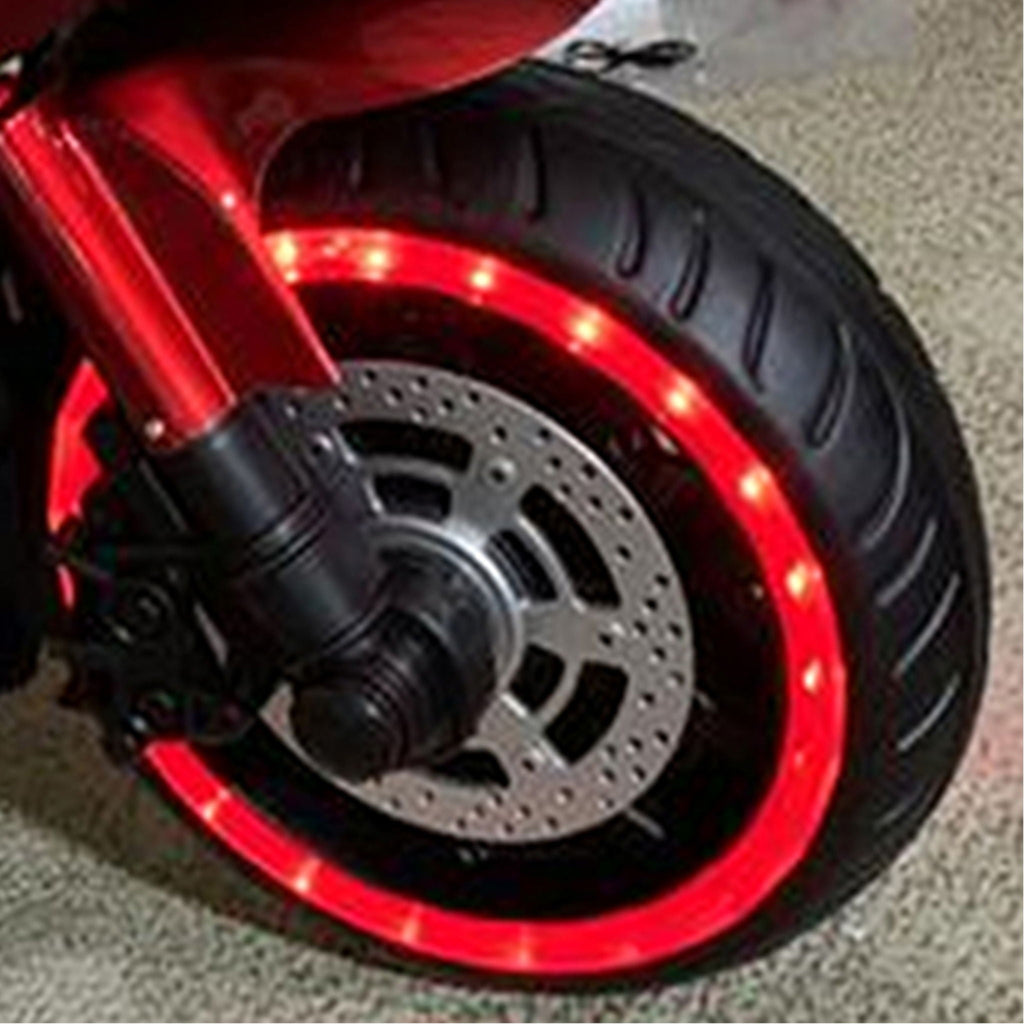 12V Kids Motorcycle Ride-On with Training Wheels and Lighting Wheels - Red