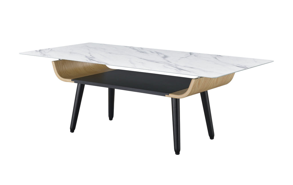 Landon Coffee Table with Glass Marble Texture Top