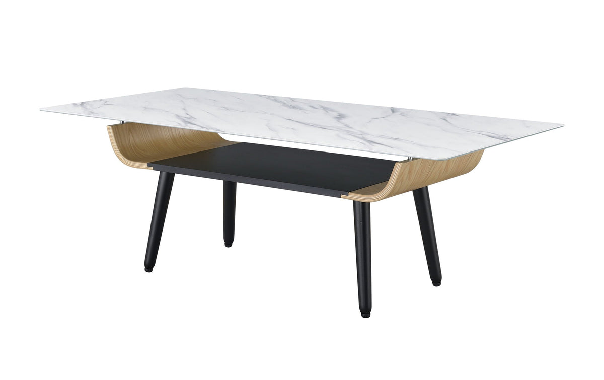 Landon Coffee Table with Glass Marble Texture Top