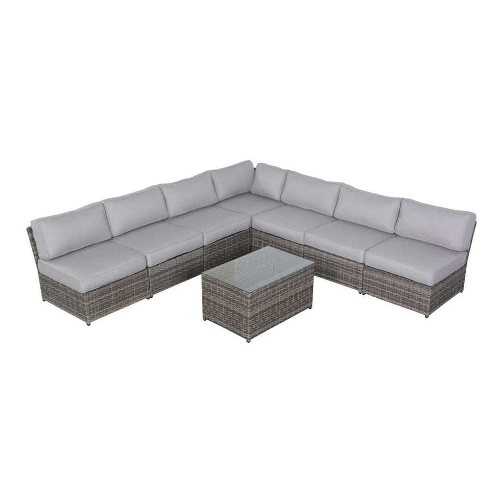 Modern Patio Rattan Sectional Set with Cushions - Multiple Colors