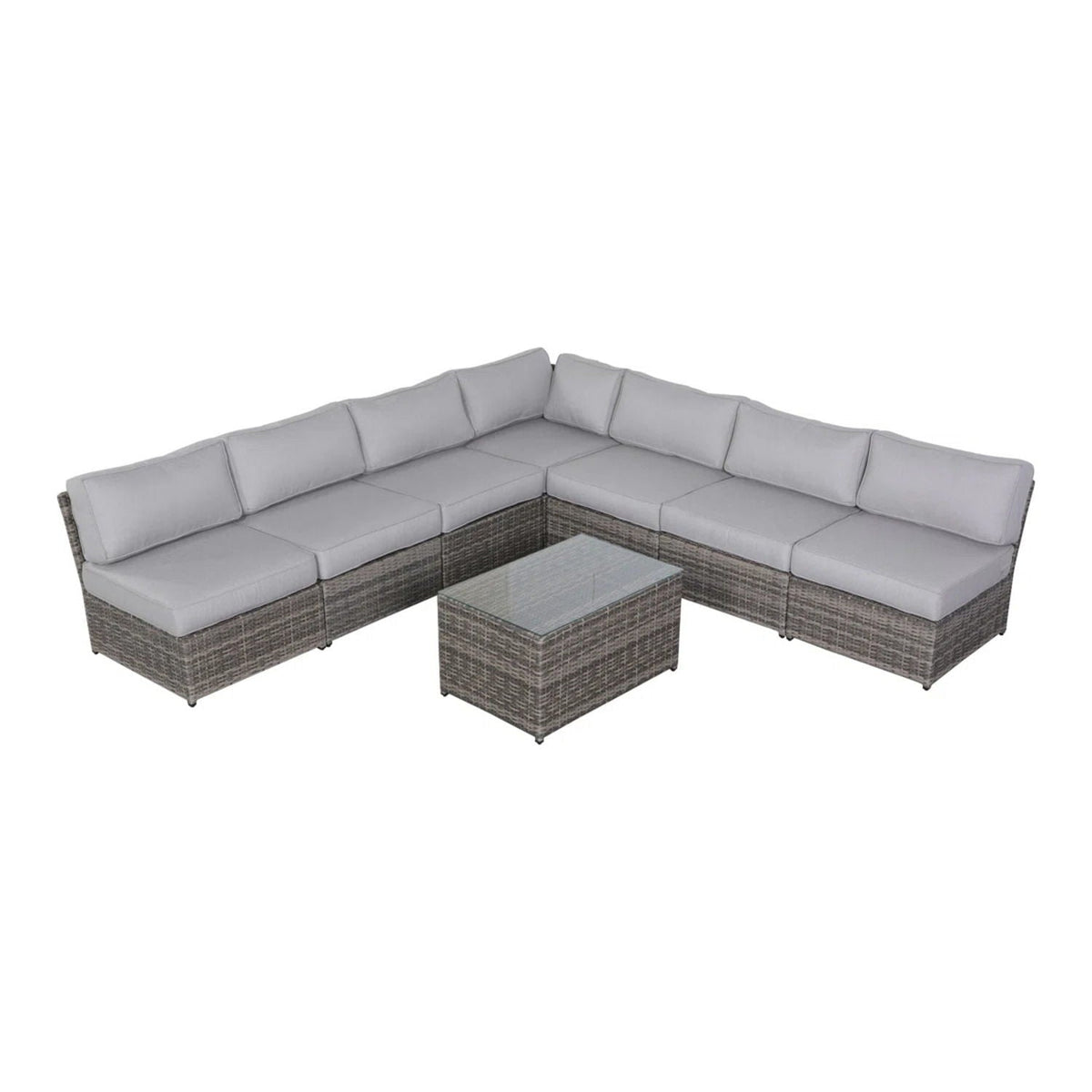 Modern Patio Rattan Sectional Set with Cushions - Multiple Colors