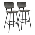 Contemporary Barstool Set with Zig Zag Stitching - Black / Gray