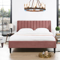 Vertical Tufted Modern Headboard Platform Bed Set with Upholstered Finish - Multiple Colors