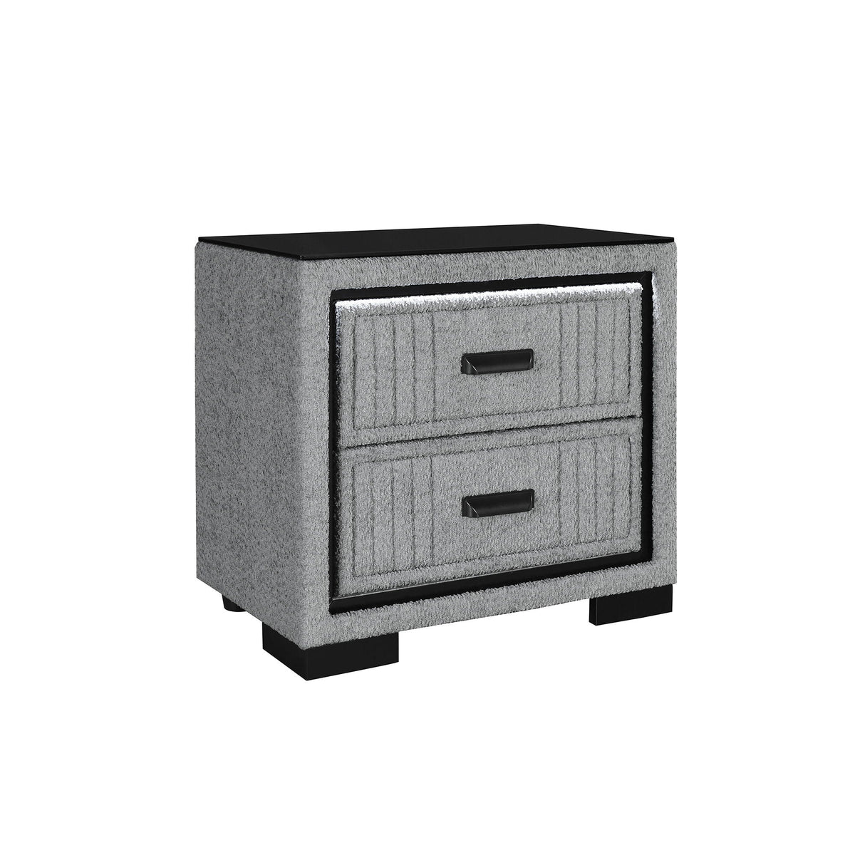 Upholstered Nightstand with LED Light - Dark Gray