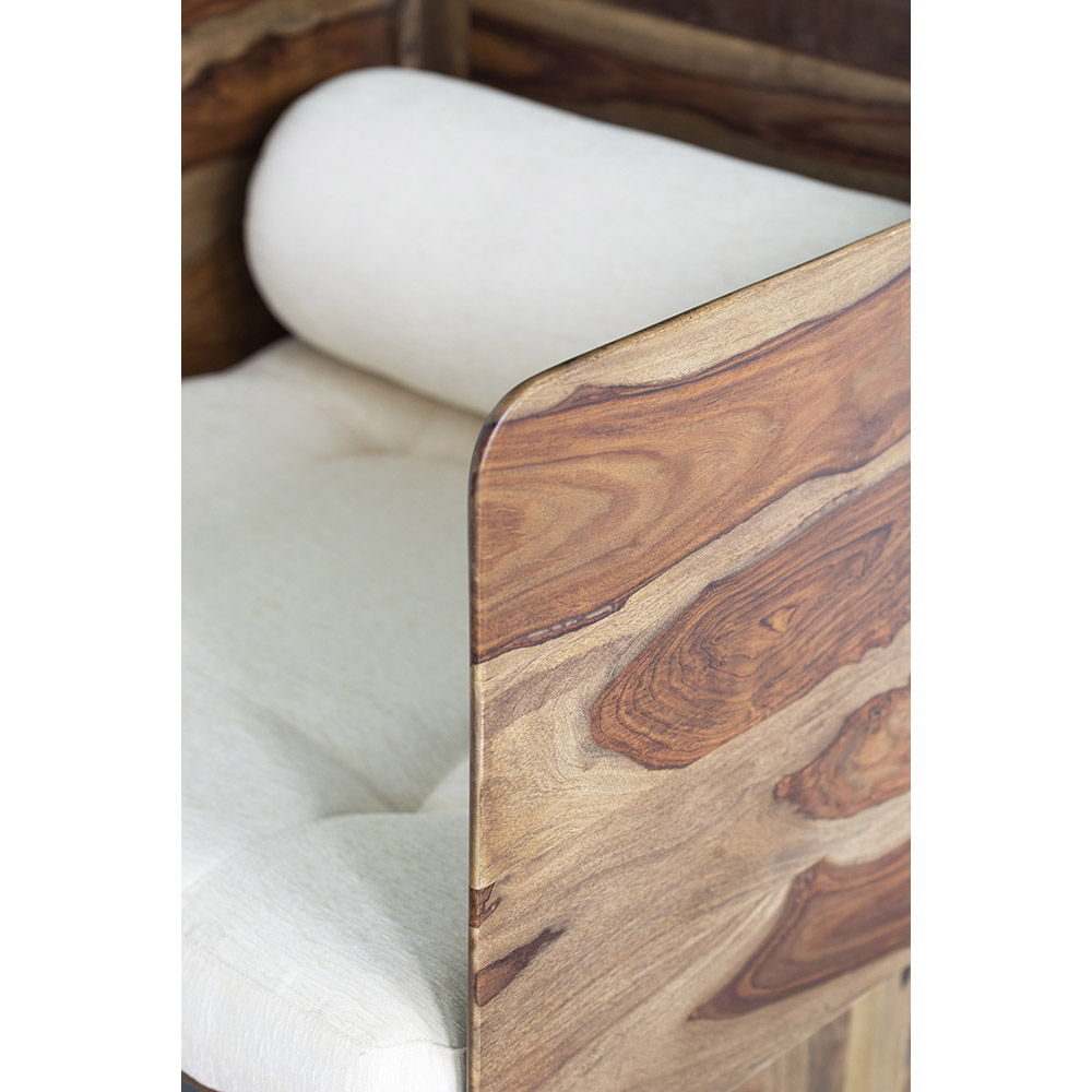 Wooden Arm Chair with Panel-Style Legs - Brown