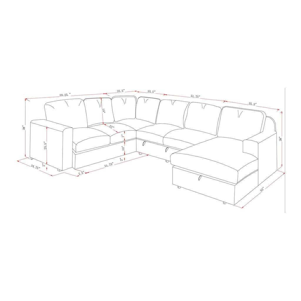 Contemporary Design Sectional Sofa with Cushioning – Dark Gray