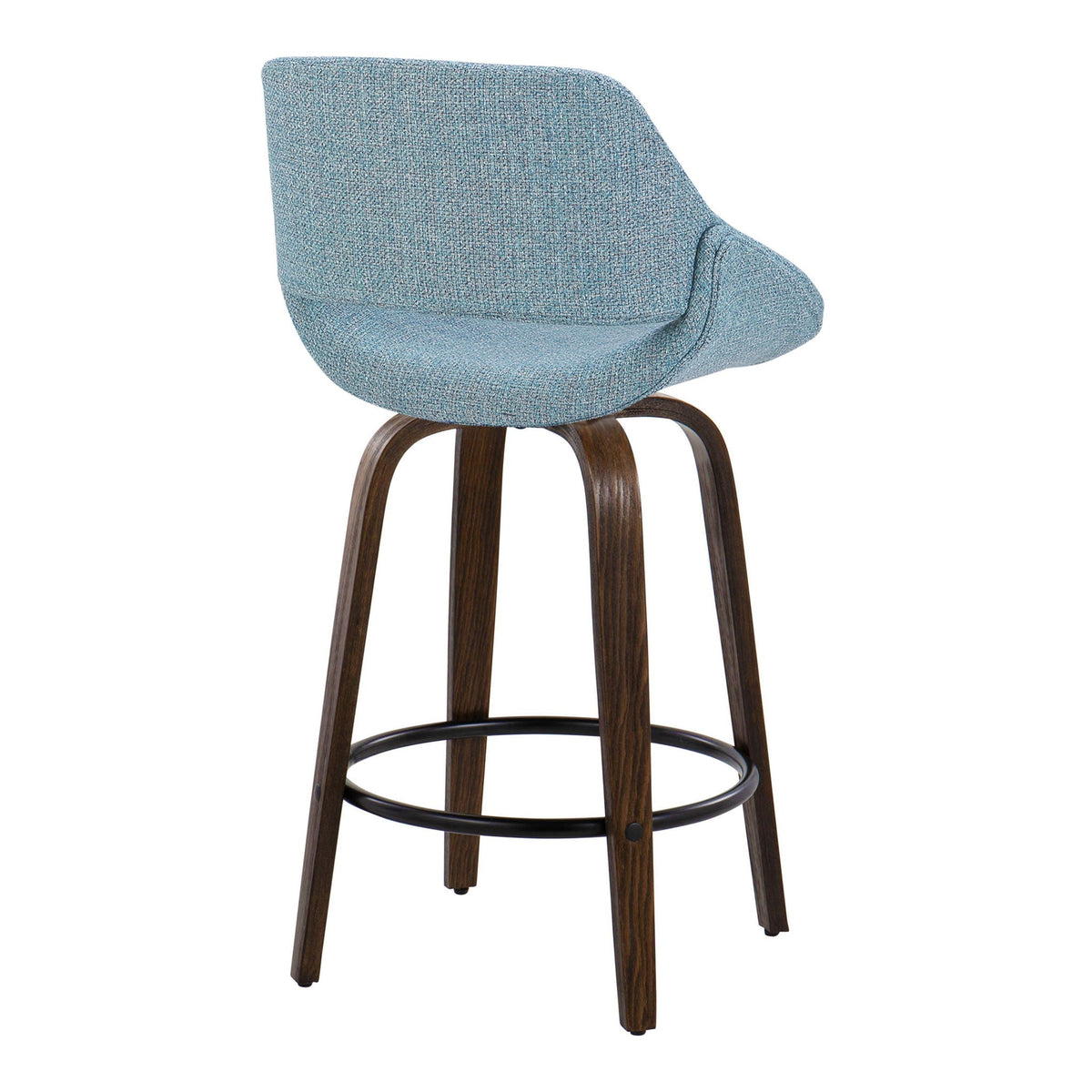 Mid Century Modern Counter Stool Set with Round Footrest - Dark Gray or Light Blue