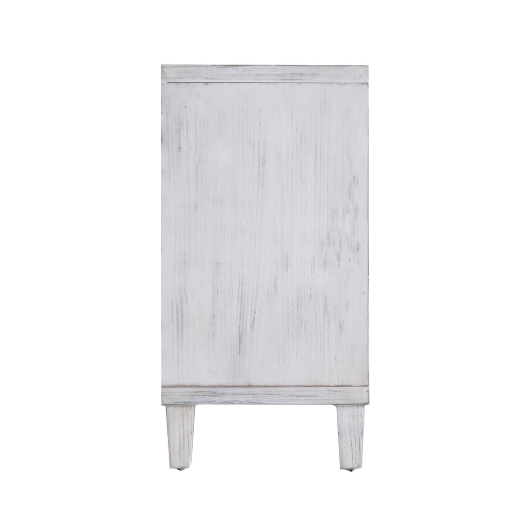 White Wash 4-Door Sideboard Cabinet with Adjustable Shelves