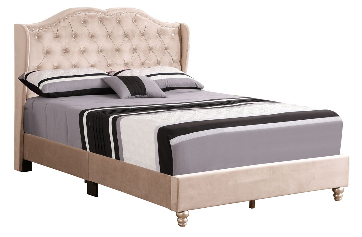 Transitional Upholstered Bed with Jewel Tufting – Multiple Colors