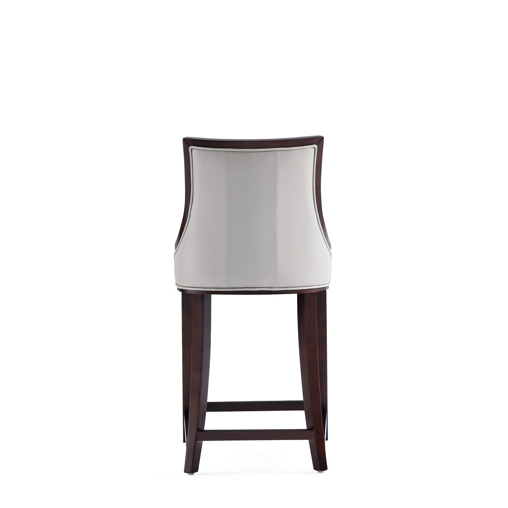 White Bar Height Stool with Solid Wood Frame - Traditional Design