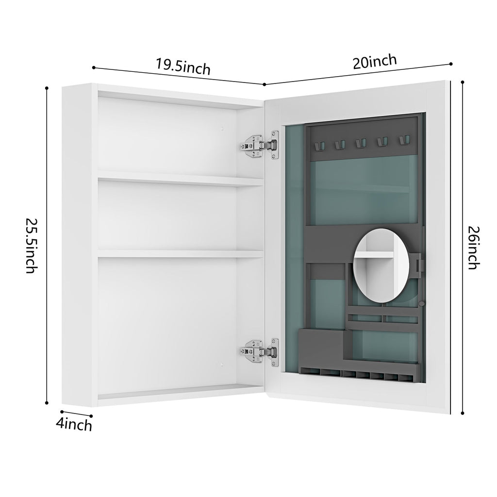 Frameless Mirror Medicine Cabinet with Beveled Edges - Bathroom Storage