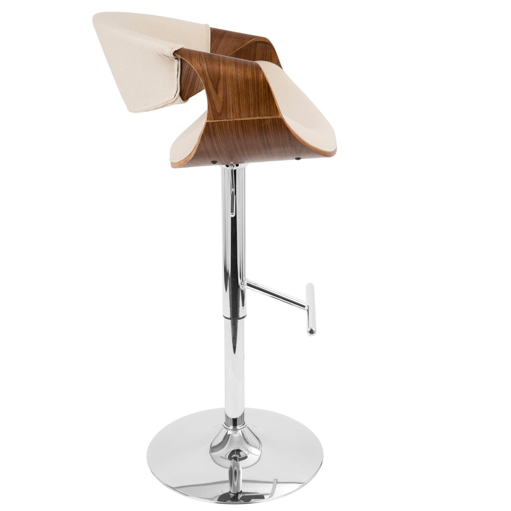 Mid Century Modern Adjustable Barstool with Swivel and T Footrest - Multiple Colors