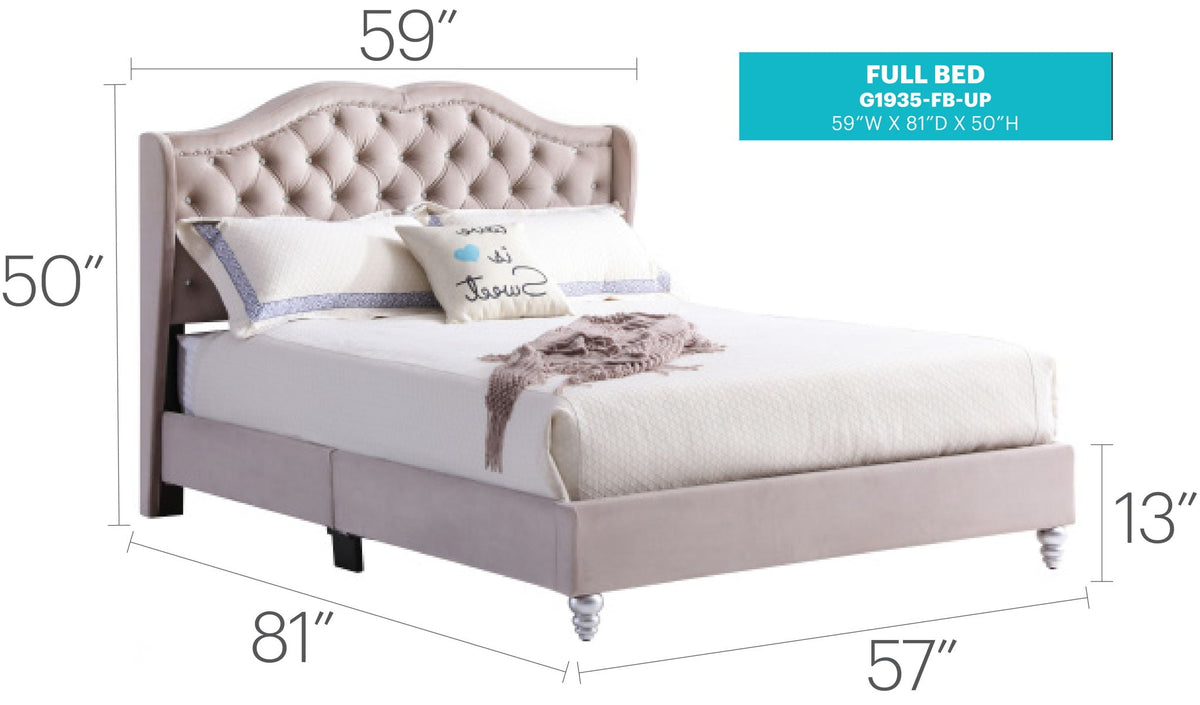 Transitional Upholstered Bed with Jewel Tufting – Multiple Colors