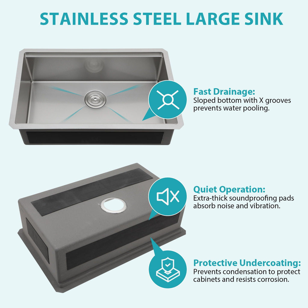 Gray Stainless Steel Undermount Workstation Kitchen Sink with Soundproofing - Single Bowl