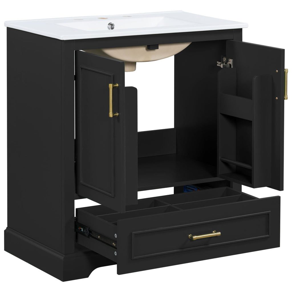 Bathroom Vanity with Sink and Soft Close Doors - White, Black, Green, or Gray