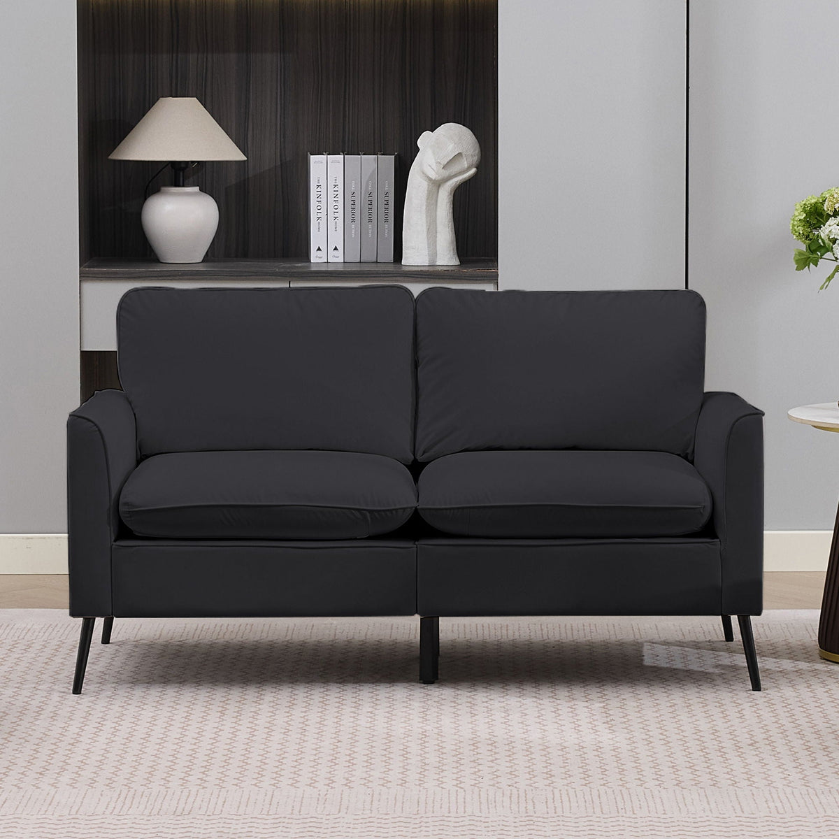 Upholstered Loveseat with Plush Headrest - Multiple Colors