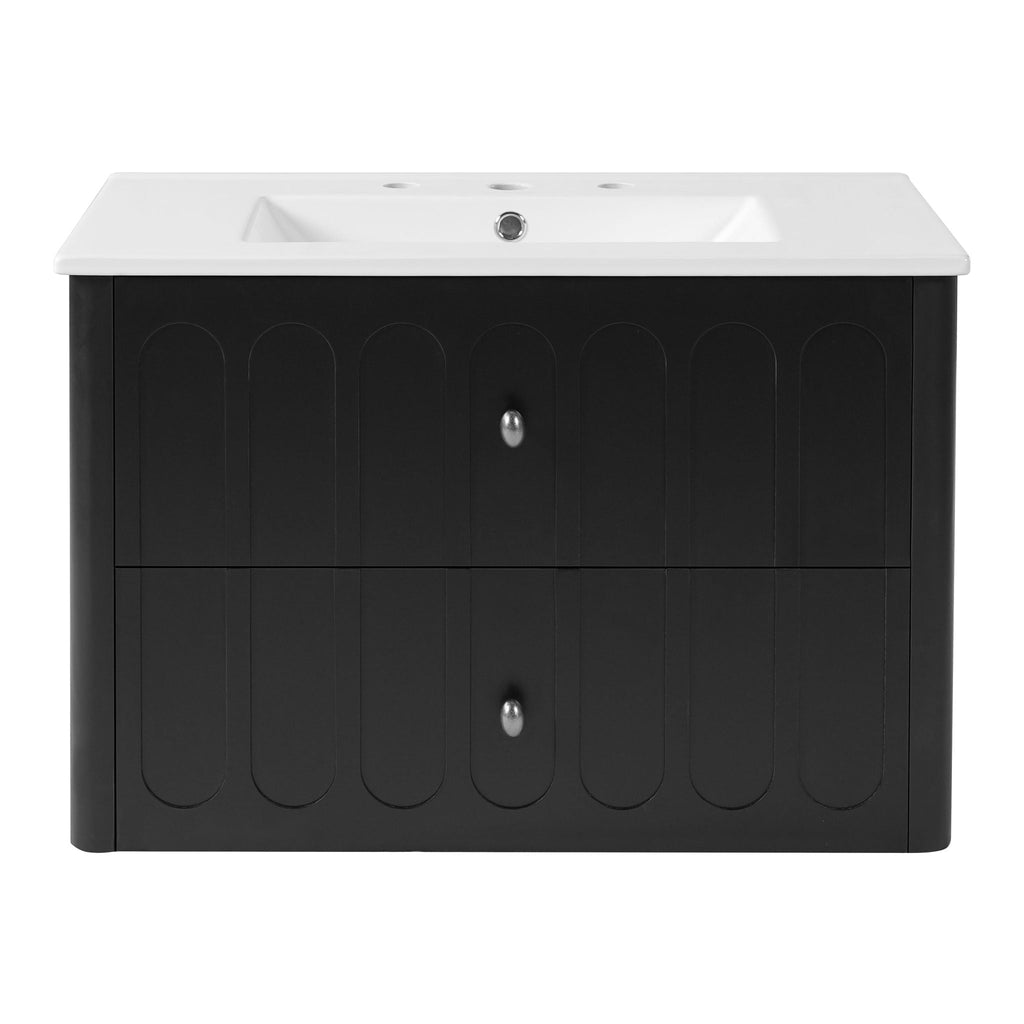 Floating Bathroom Vanity with Soft Close Drawer Slides – White or Black