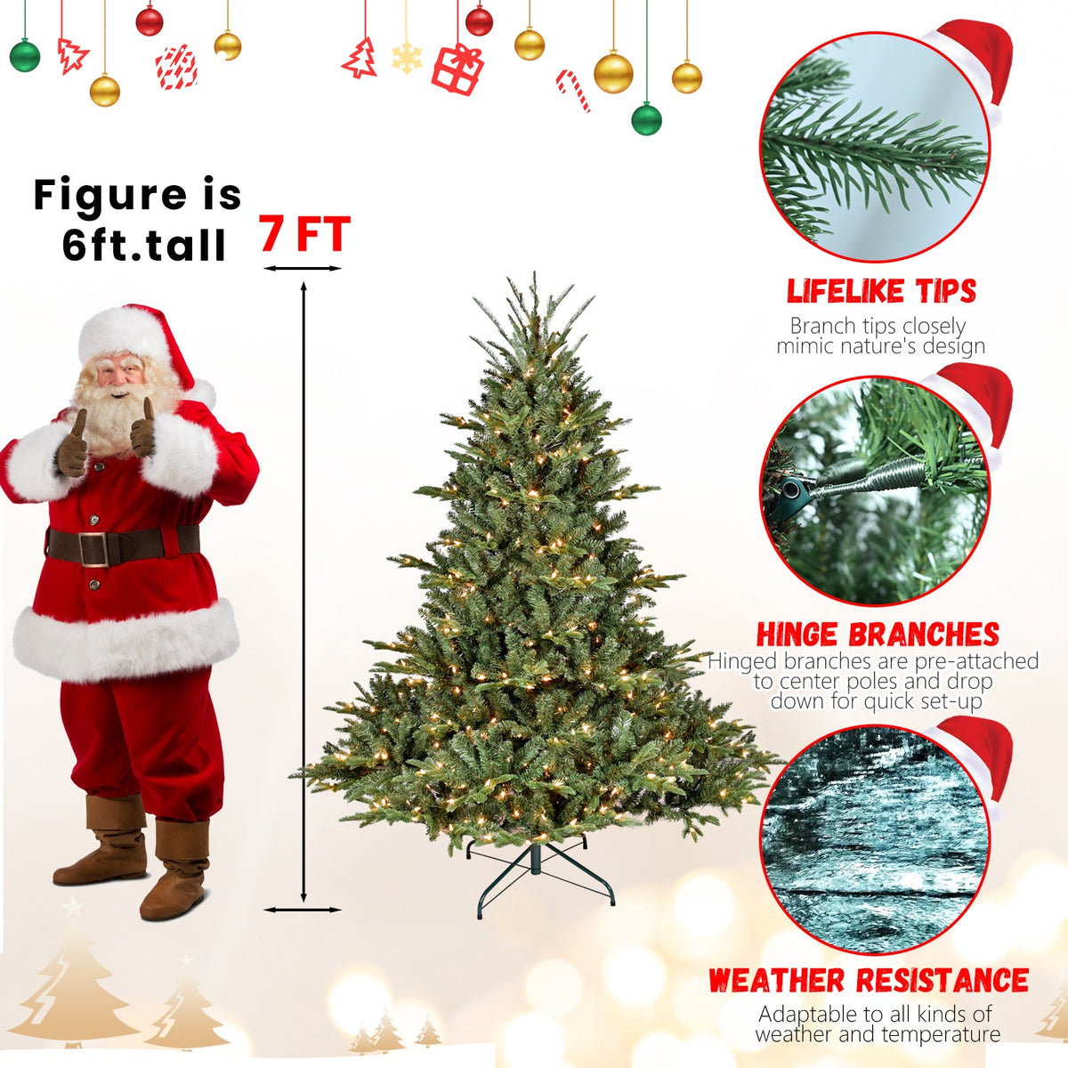 9FT Full-Shape Christmas Tree with 1100 UL Lights