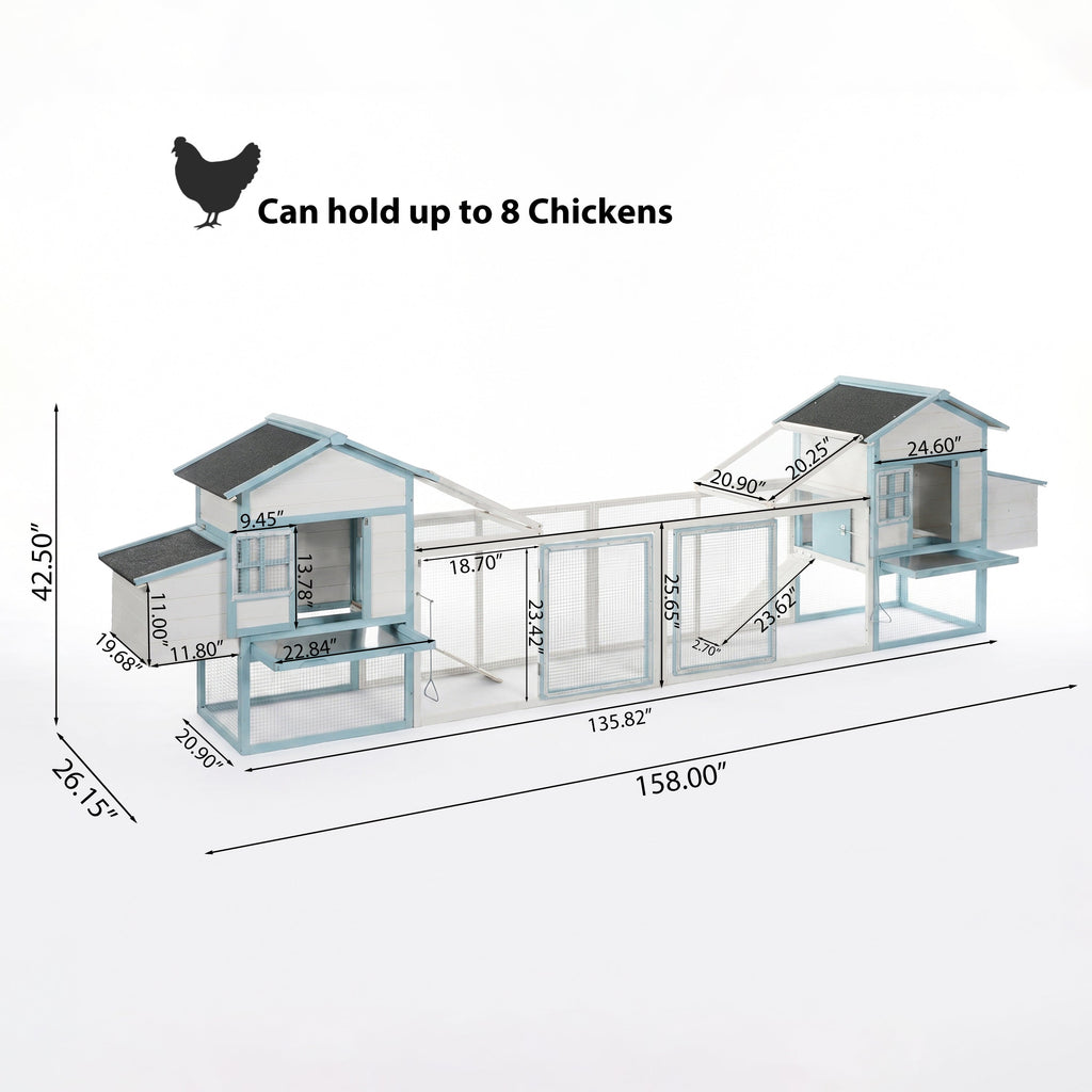 Large Wooden Chicken Coop with Double Nesting Boxes - Natural Wood