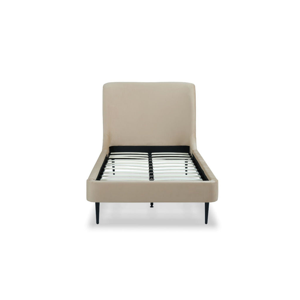 Heather Upholstered Bed with Curved Headboard - Multiple Colors