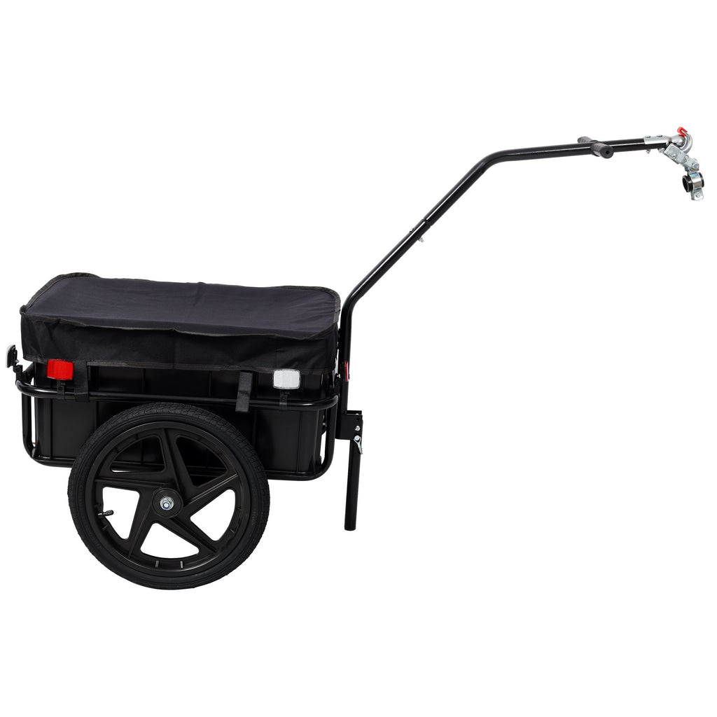 Bike Cargo Trailer with Support Bar and Waterproof Cover - Black