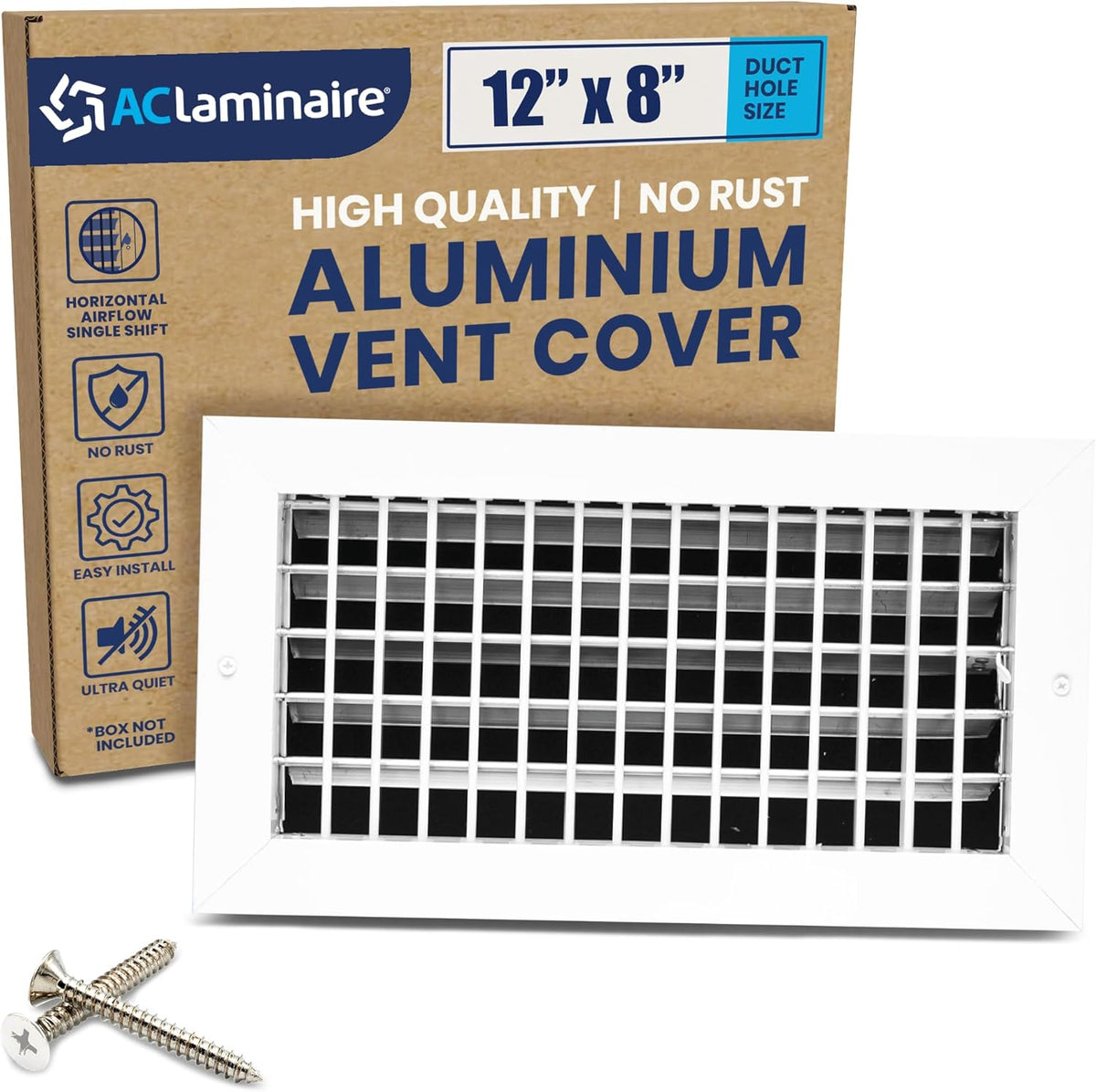 Aluminum AC Register Vent Cover with Adjustable Blades - 12x8 Inch