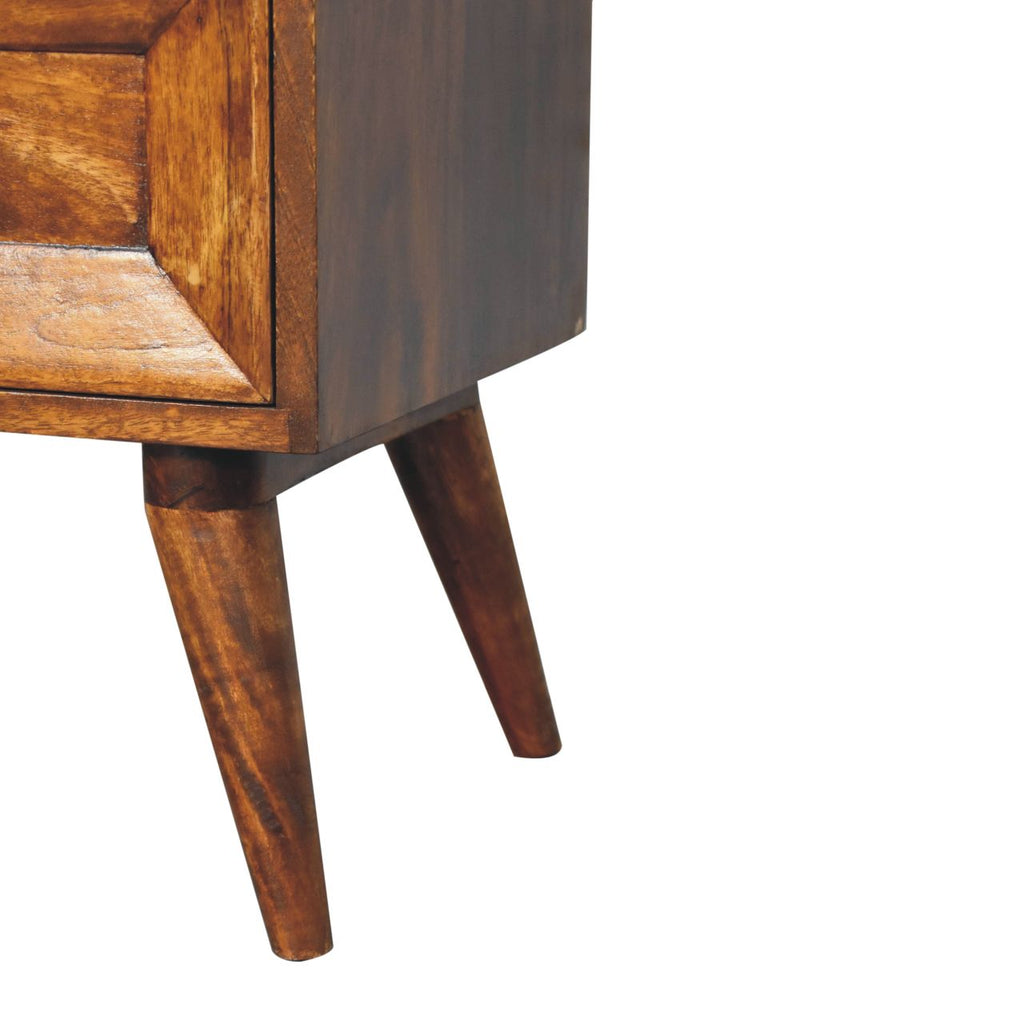 Solid Wood Quad Nightstand with 2 Drawers - Warm Finish