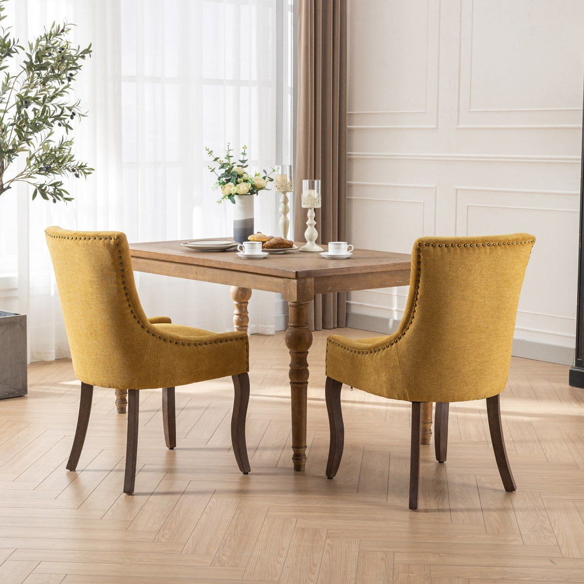 Ultra Side Dining Chair Set with Solid Wood Legs - Multiple Colors