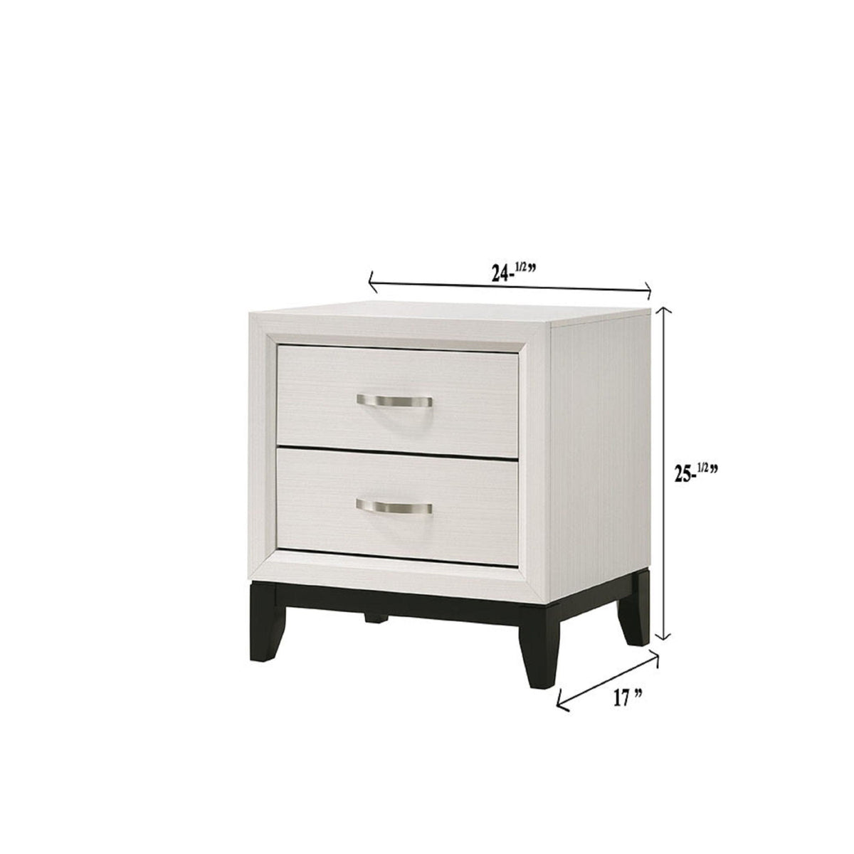 White 2 Drawer Nightstand with Handles - Modern Bedroom Storage