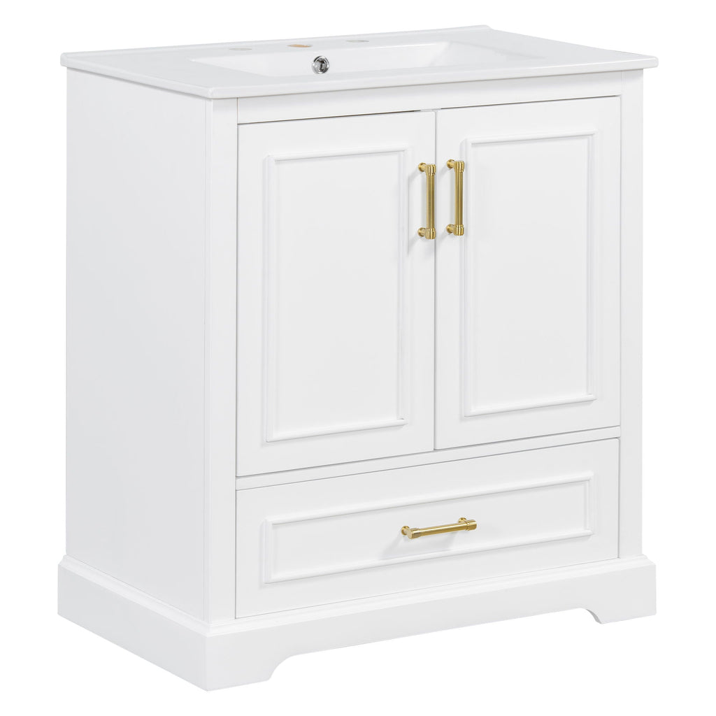 Bathroom Vanity with Sink and Soft Close Doors - White, Black, Green, or Gray