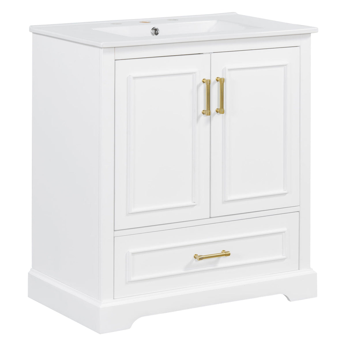 Bathroom Vanity with Sink and Soft Close Doors - White, Black, Green, or Gray