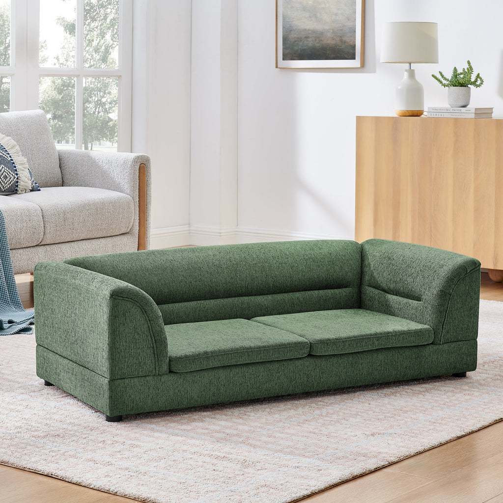 Oversized Pet Sofa with Curved Armrest - Olive Green, Beige, Light Grey, Dark Gray