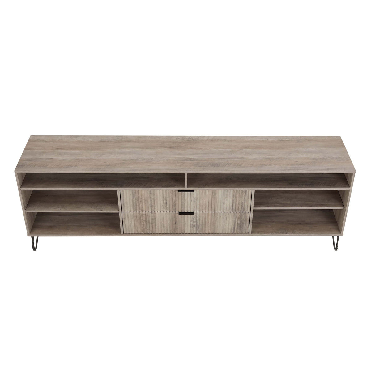 Fluted TV Stand with Storage and Metal Legs - Multiple Colors
