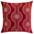 Red Holiday Embroidered Velvet Throw Pillow Set with Insert - Red