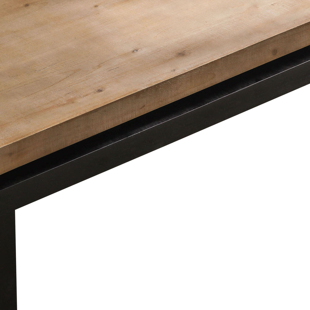 Rectangular Coffee Table with Engineered Wood Top and Black Frame - Black/Natural