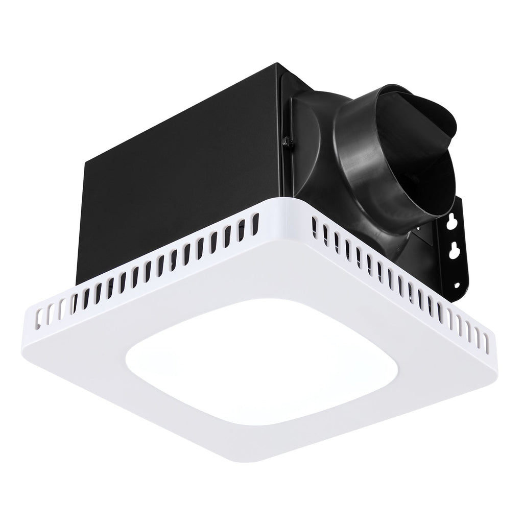 Bathroom Exhaust Fan with Adjustable LED Light - White