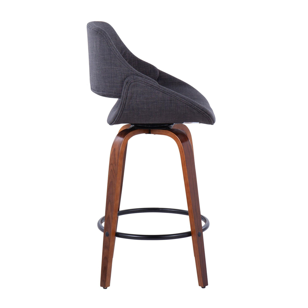 Mid Century Modern Counter Stool Set with Round Footrest - Dark Gray or Light Blue