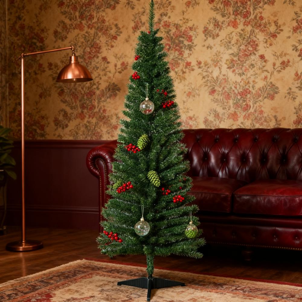 Artificial Pencil Christmas Tree with Slim Profile - Green