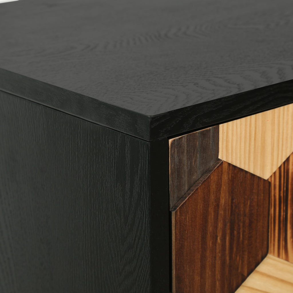 Modern Accent Cabinet with Honeycomb Pattern Doors - Antique Black or Brown
