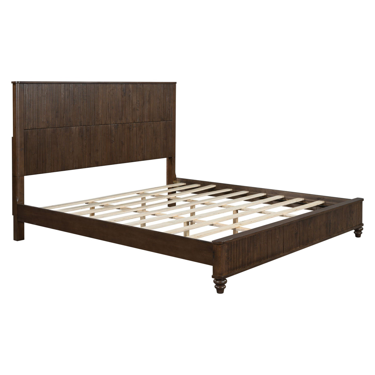 Platform Bed Frame with Tall Headboard - Solid Wood, Queen & King Sizes
