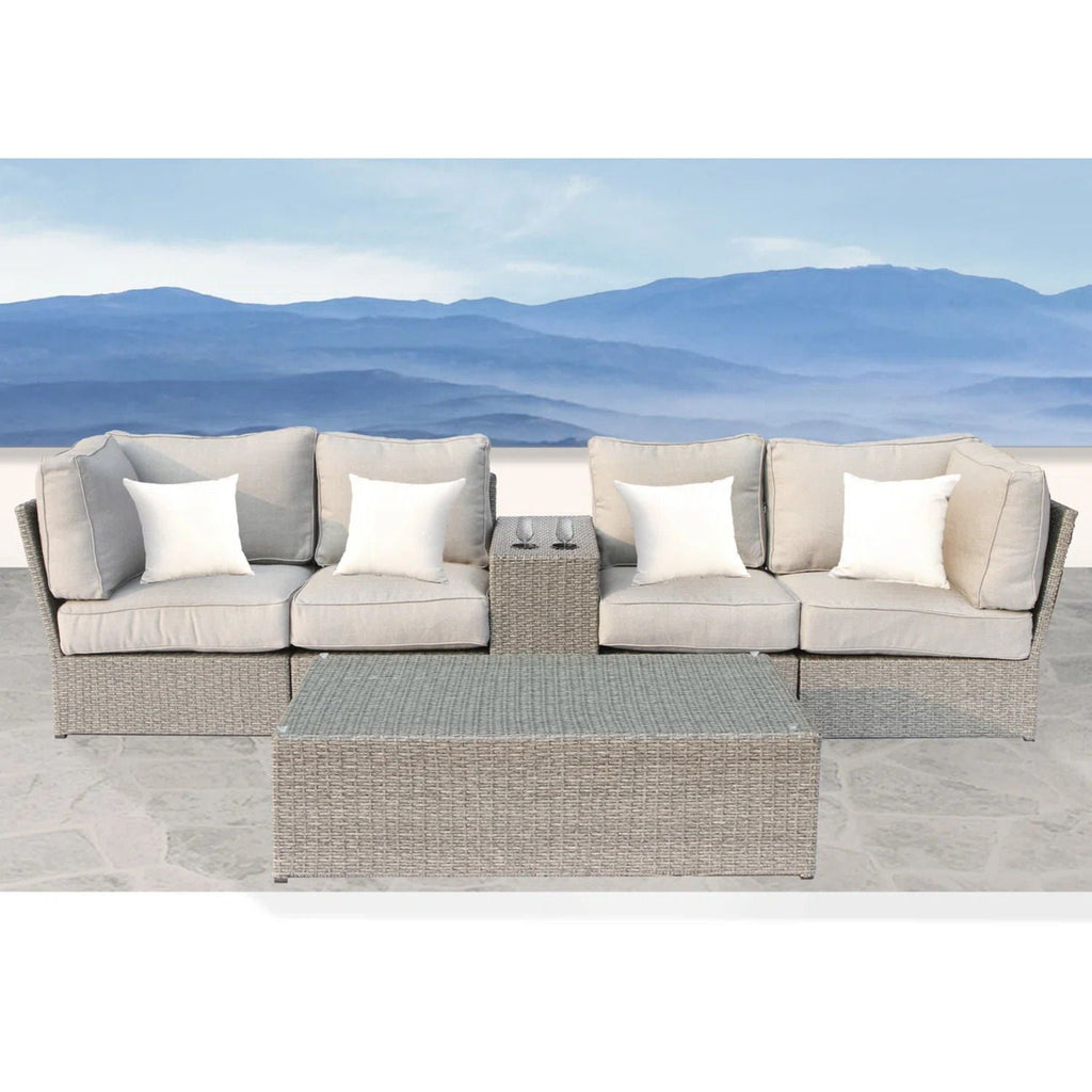 Modular Wicker Patio Seating Group with Cushions - Gray or Dark Brown