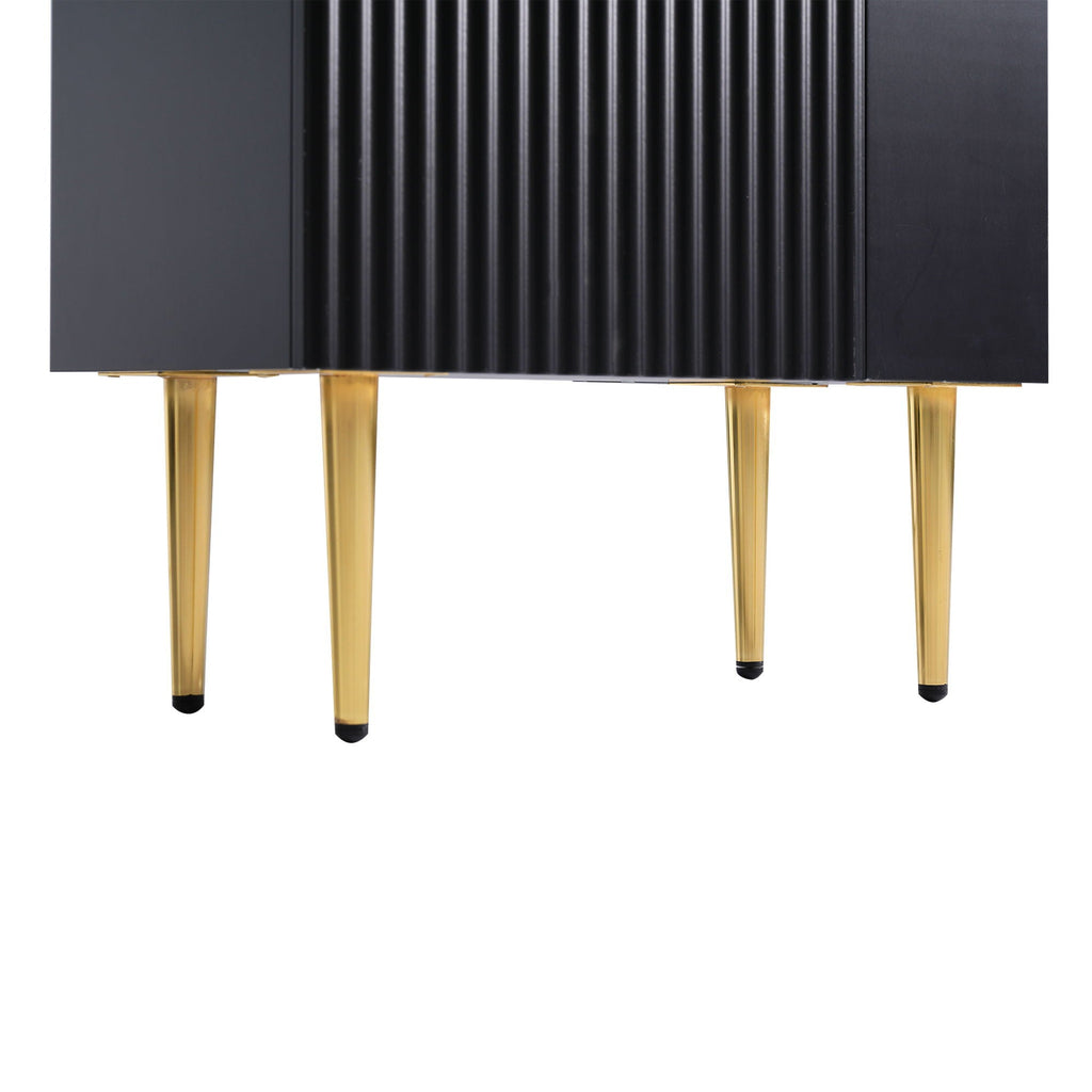 Bathroom Vanity with Single Ceramic Sink and Side Storage - Multiple Colors