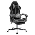 Ergonomic Gaming Chair with Footrest and Lumbar Support - Black/Grey