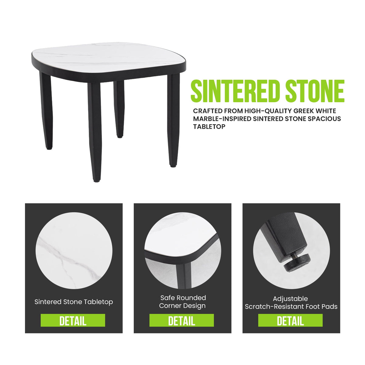 Outdoor Elegance Coffee Table with Rounded Corners – White or Black