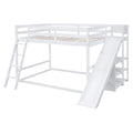 Bunk Bed With Ladder, Slide, and Shelves - Pine Wood, Full Over Full