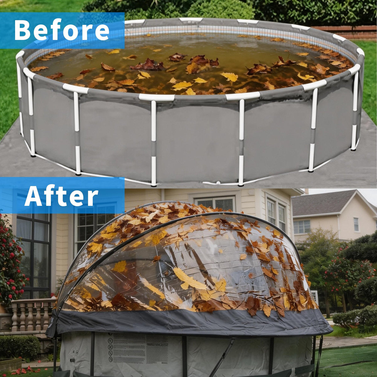 15 Ft Round Multifunctional All Weather Pool Dome Enclosure - Black/White