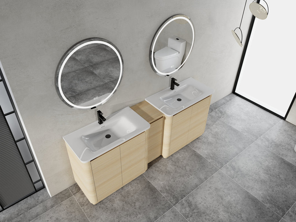 92'' Freestanding Bathroom Vanity with Soft-Close Doors - Ameican White Oak or Imitative Oak